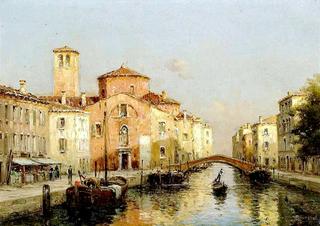 A Gondolier on a Venetian Canal