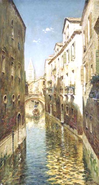 A Gondolier on a Venetian backwater