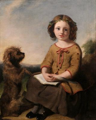 Portrait of a Young Girl with a Terrier