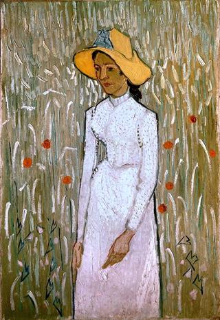Woman in a field poppies