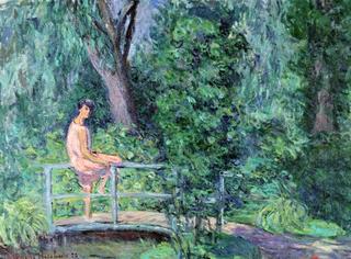 Nita on the Bridge in Claude Monet's Garden