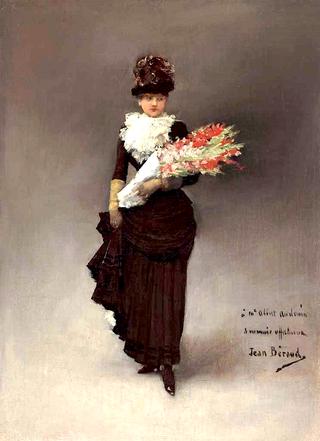 Young Woman with a Bouquet of Flowers