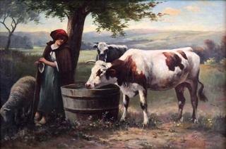 Young Maiden with Cows