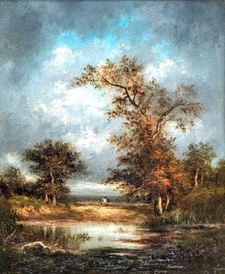 Animated Country Landscape with Pond