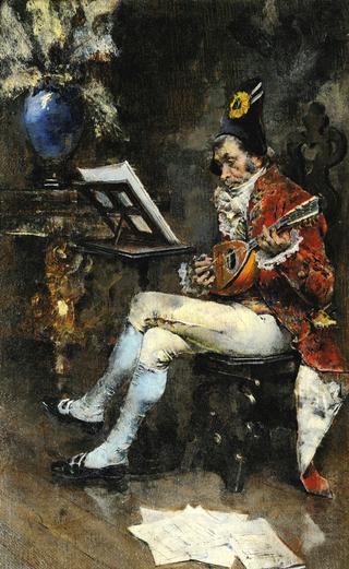 Courtly Mandolin Player in the Salon