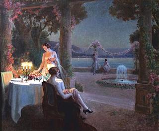 Charm of a Summer Evening on the Terrace by the Lake