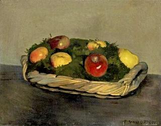 Basket with Red and Yellow Apples