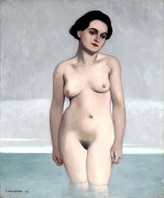 Bather in the Water up to the Middle of Her Thighs Seen from the Front