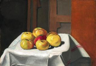 Seven Yellow Apples on a Towel