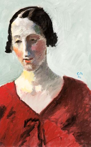 Red Woman - Portrait of the Swiss painter Susanne Schwob