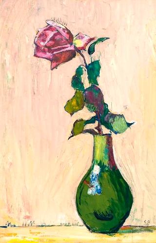 Rose in a Green Vase