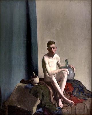 Seated Male Figure with Water Jug