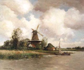 A Windmill along a River