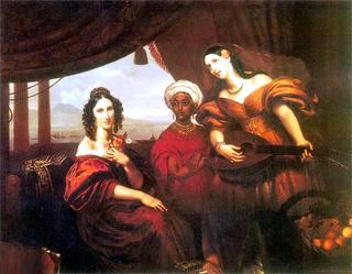 Countess  Potocka and Her Sister Countess Shuvalova with an Ethiopian Servant