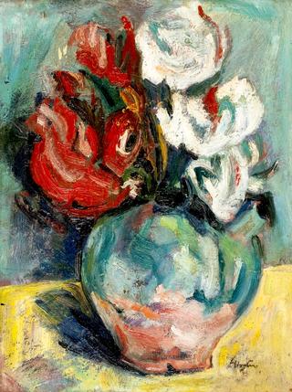 Cyclamen in a Green and Red Jug