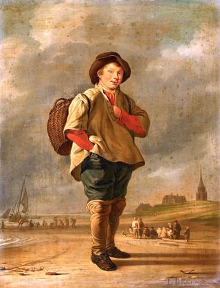 Coastal Scene with a Boy Carrying a Basket