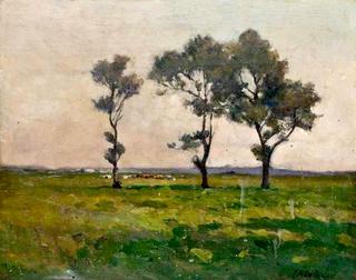 Landscape with Trees, Cattle Grazing Beyond