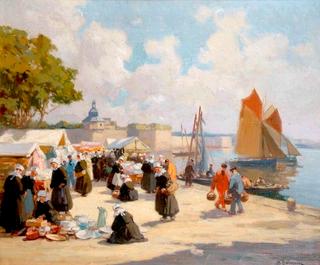 Concarneau, Market in front of the Walled City