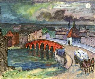 City with Bridge and Dorse-Drawn Carriage