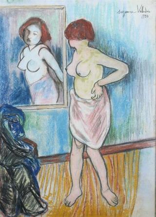 Nude Looking at Herself in a Mirror