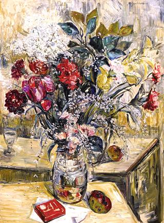 Vase of Flowers and Apples