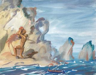 Polyphemus Hurling a Rock at Odysseus and His Men