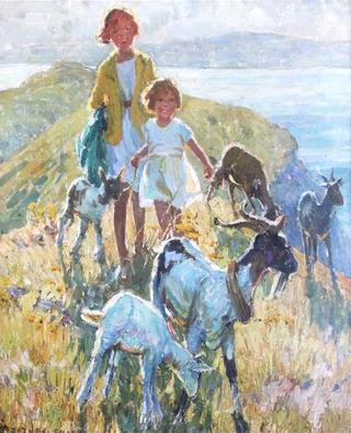Children and Goats on a Cliff Top