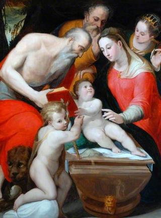 圣洁家庭与圣哲罗姆，圣凯瑟琳和婴儿施洗圣约翰