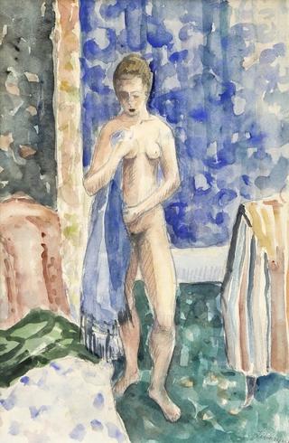 Nude with Blue Towel