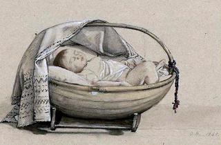 婴儿睡在婴儿床