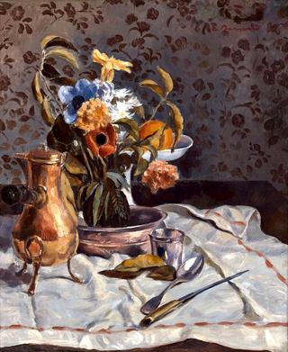 Still Life with Coffee Pot and Bouquet