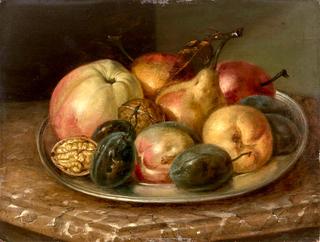 Pears and Plums in a Bowl