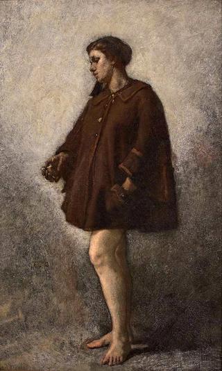 The Model's Break, Young Woman Standing Bare Legged Wearing a Jacket
