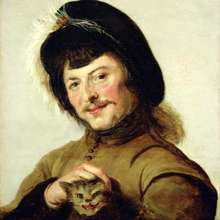 Young man with cat