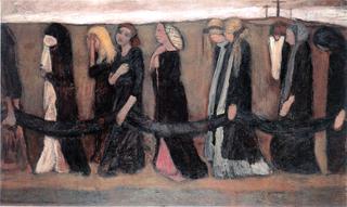 Row of mourning women