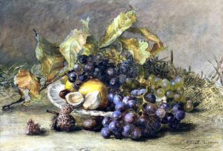 Still life with grapes and chestnuts