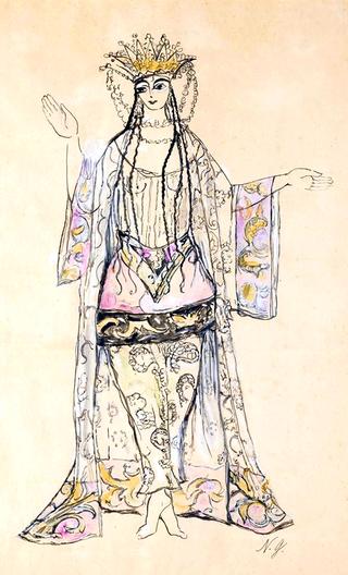 Costume design for Tamara Karsavina ss Queen of Shamakhan in Le Coq D'or