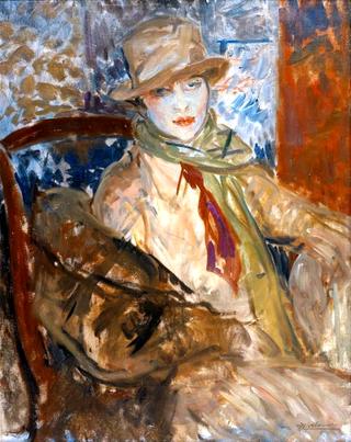 Portrait d'Elisabeth Simon au chapeau