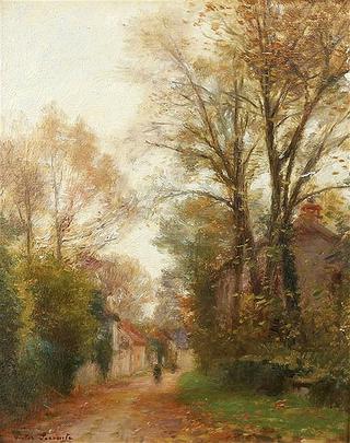 Village road with figure