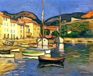 Harbour of Cassis with two tartanes