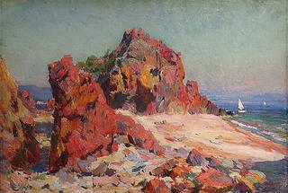 Red rocks at the tip of Théoule "