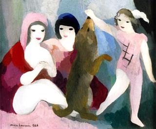Three Women and a Dog