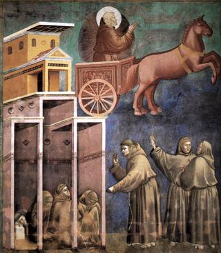 Legend of St Francis: 8. Vision of the Flaming Chariot (Upper Church, San Francesco, Assisi)