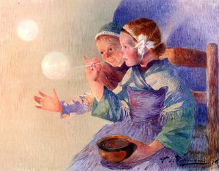 Little Girls with Soap Bubbles