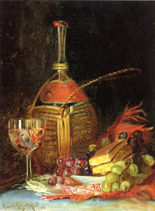 Still Life with Grapes, Cake and Botle of Wine