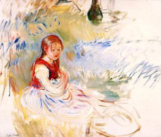 Little Girl Seated on the Lawn
