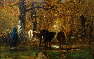 Cowherd in a Forest