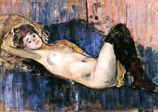 Reclining Nude with Black Stockings