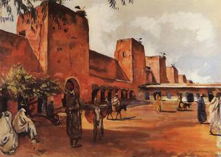 马拉喀什，城市的城墙和塔楼