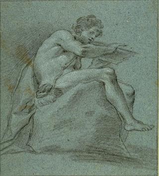 Flute Player Sitting on a Stone